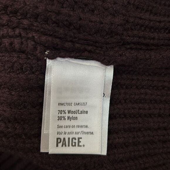 NWT PAIGE Lorilee Turtleneck Cable Knit Wool Blend Sweater in Dark Sangria sz M - Picture 12 of 12